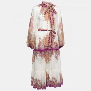 Zimmermann Long Sleeve White Paisley Maxi Dress